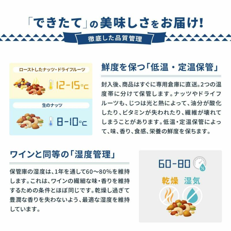 出来立ての美味しさをお届けするため、低温・定湿保管しています